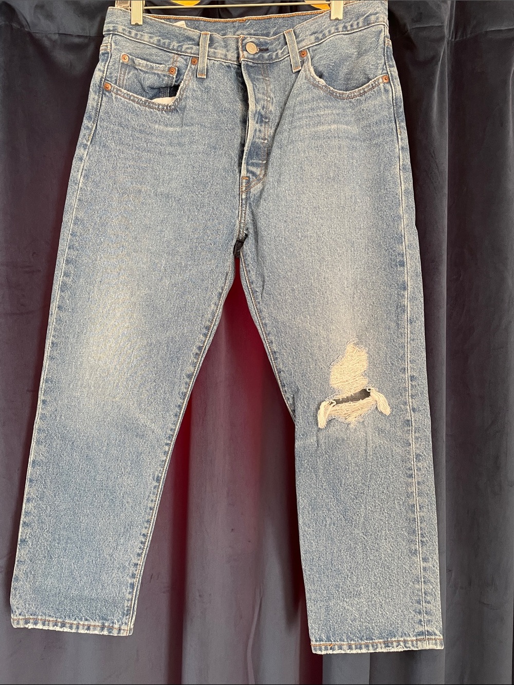 Levi's 501 Straight Jeans with Knee Distress